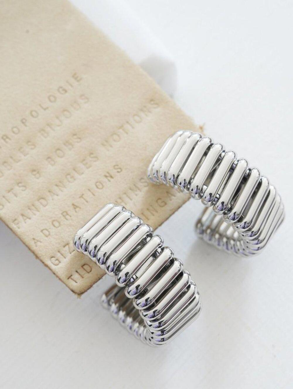 Anthropologie Ribbed Hoop Earrings